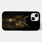 ブラック4ラグジュアリーiPhone 15 、ゴールデンアンバーアイフクロウ Case-Mate iPhoneケース (裏面 (横))