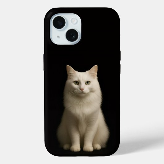 ブラック4ラグジュアリーiPhone 15 Case-Mate、 アンゴラ猫 Case-Mate iPhoneケース (裏面)