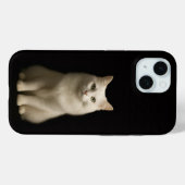 ブラック4ラグジュアリーiPhone 15 Case-Mate、 アンゴラ猫 Case-Mate iPhoneケース (裏面 (横))