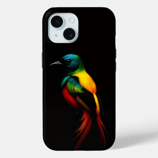 ブラック4ラグジュアリーiPhone 15 Case-Mate、レインボーバード Case-Mate iPhoneケース (裏面)