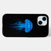 ブラック4ラグジュアリーiPhone 15 Mate、ネオンブルークラゲ Case-Mate iPhoneケース (裏面 (横))
