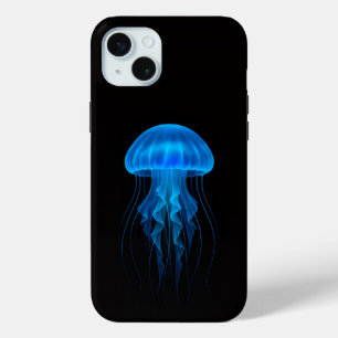 ブラック4ラグジュアリーiPhone 15 Plus、ネオンブルークラゲ iPhone 15 Miniケース