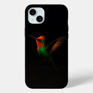 ブラック4ラグジュアリーiPhone 15 Plus、房付きコケットハチドリ iPhone 15 Miniケース