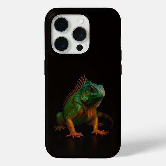 ブラック4ラグジュアリーiPhone 15 Pro Mate、グリーンイグアナ Case-Mate iPhoneケース (裏面)