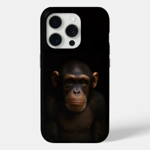 ブラック4ラグジュアリーiPhone 15 Pro Mate、静かなチンパンジー iPhone 15 Proケース