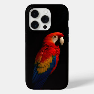 ブラック4ラグジュアリーiPhone 15 Pro Mate, Scarlet Parrot iPhone 15 Proケース