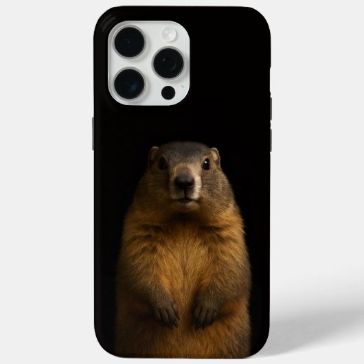 ブラック4ラグジュアリーiPhone 15 Pro Max、ふわふわのマーモット Case-Mate iPhoneケース (裏面)