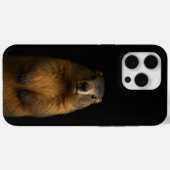 ブラック4ラグジュアリーiPhone 15 Pro Max、ふわふわのマーモット Case-Mate iPhoneケース (裏面 (横))