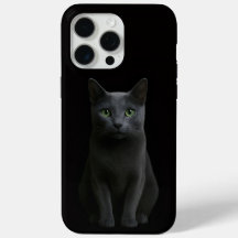 ブラック4ラグジュアリーiPhone 15 Pro Max、ロシアンブルー猫