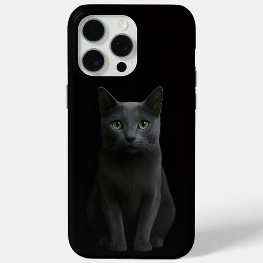 ブラック4ラグジュアリーiPhone 15 Pro Max、ロシアンブルー猫 Case-Mate iPhoneケース (裏面)