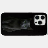 ブラック4ラグジュアリーiPhone 15 Pro Max、ロシアンブルー猫 Case-Mate iPhoneケース (裏面 (横))