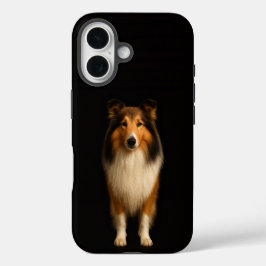 ブラック4ラグジュアリーiPhone 16 Mate、忠実なコリー犬 iPhone 16ケース
