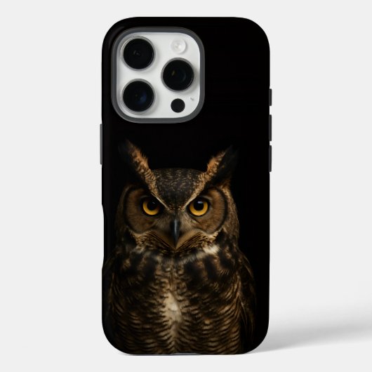 ブラック4ラグジュアリーiPhone 16 Proケースメイト、金色の目フクロウ Case-Mate iPhoneケース (裏面)