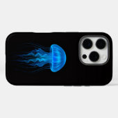 ブラック4ラグジュアリーiPhone 16 Pro、ネオンブルーのクラゲ Case-Mate iPhoneケース (裏面 (横))
