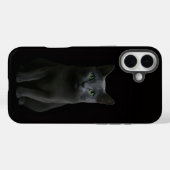 ブラック4ルクアイフォン16プラス ロシアンブルー猫 Case-Mate iPhoneケース (裏面 (横))