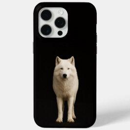 ブラック4ルクシィ iPhone 15 Pro Max, アイボリーのホッキョクオオカミ Maxケース