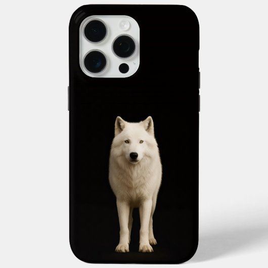 ブラック4ルクシィ iPhone 15 Pro Max, アイボリーのホッキョクオオカミ Case-Mate iPhoneケース (裏面)