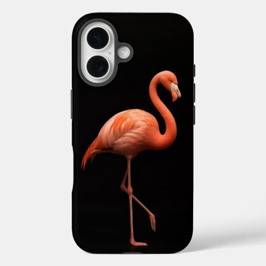 ブラック4ルクシィ iPhone 16 ケースメイト、ピンクフラミンゴ Case-Mate iPhoneケース (裏面)