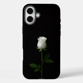 ブラック4ルクシィ iPhone 16 Plus、純白のバラ Plusケース