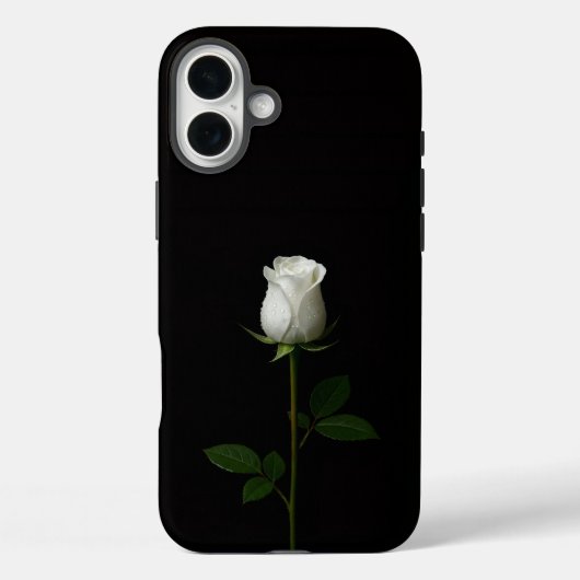 ブラック4ルクシィ iPhone 16 Plus、純白のバラ Case-Mate iPhoneケース (裏面)