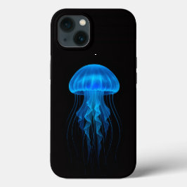 ブラック4ルクシィiPhone 13ケース、ネオンブルークラゲ iPhone 13ケース