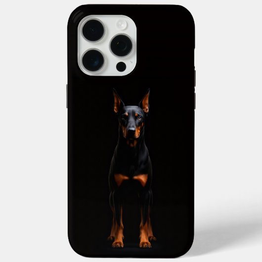 ブラック4ルクシィiPhone 15 Pro Max、ガーディアン・ドーベルマン Case-Mate iPhoneケース (裏面)