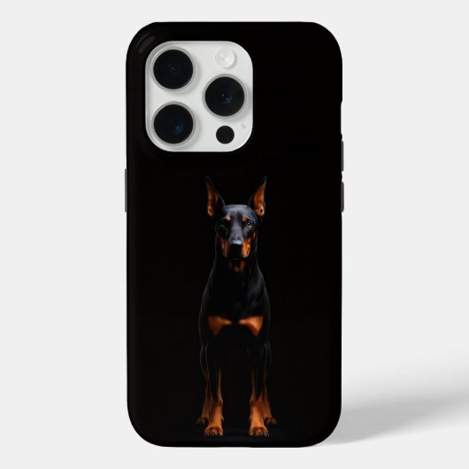 ブラック4ルクシーハiPhone 15 Pro Mate、ガーディアドーベルマン Case-Mate iPhoneケース (裏面)
