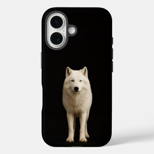 ブラック4ルクシーモデルiPhone 16 Mateケース アイボリーの北極狼 Case-Mate iPhoneケース (裏面)