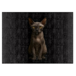 ブラック4ルクスガラスボードスフィンクスキャット カッティングボード