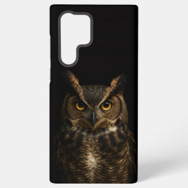 ブラック4ルクス Galaxy S22 Ultraケース、金色の目のフクロウ Samsung Galaxy S22 Ultraケース