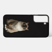 ブラック4ルクスGalaxy S22+、ビルマ猫 Samsung Galaxyケース (裏面横)