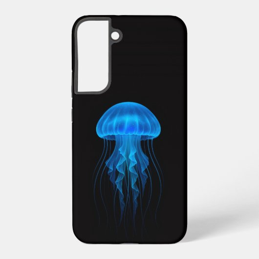 ブラック4ルクスGalaxy S22+ ブルー クラゲ Samsung Galaxyケース (裏面)