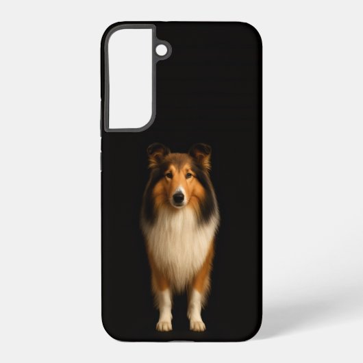 ブラック4ルクスGalaxy S22+、忠実なコリー犬 Samsung Galaxyケース (裏面)