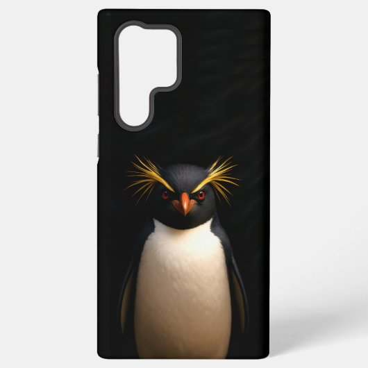 ブラック4ルクスGalaxy S22 Ultra、イワトビペンギン Samsung Galaxyケース (裏面)