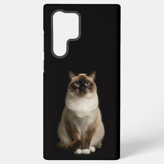ブラック4ルクスGalaxy S22 Ultra、ビルマ猫 Samsung Galaxyケース (裏面)