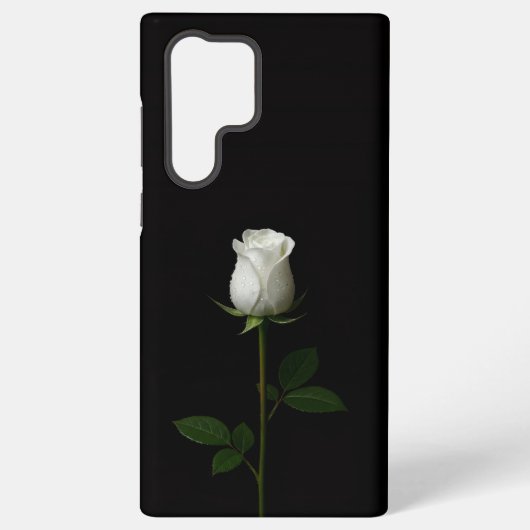 ブラック4ルクスGalaxy S22 Ultra、純白のバラ Samsung Galaxyケース (裏面)