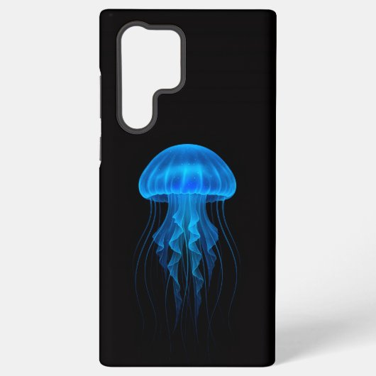 ブラック4ルクスGalaxy S22 Ultra、青いクラゲ Samsung Galaxyケース (裏面)