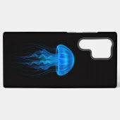 ブラック4ルクスGalaxy S22 Ultra、青いクラゲ Samsung Galaxyケース (裏面横)