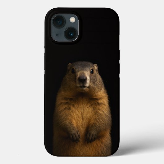 ブラック4ルクスiPhone13、ふわふわのマーモット Case-Mate iPhoneケース (裏面)