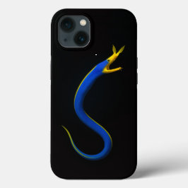 ブラック4ルクスiPhone 13ケース、ブルーリボンウナギ iPhone 13ケース