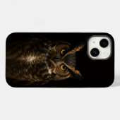 ブラック4ルクスiPhone 14 Case-Mate、金色の目のフクロウ Case-Mate iPhoneケース (裏面 (横))