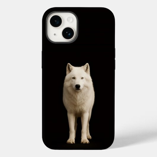 ブラック4ルクスiPhone 14 Mate、アイボリーのホッキョクオオカミ Case-Mate iPhoneケース (裏面)