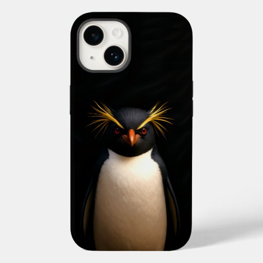 ブラック4ルクスiPhone 14 Mate、イワトビペンギン Case-Mate iPhoneケース (裏面)