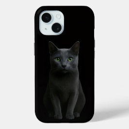 ブラック4ルクスiPhone 15ケースメイト、ロシアンブルーキャット iPhone 15ケース