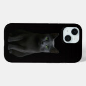 ブラック4ルクスiPhone 15ケースメイト、ロシアンブルーキャット Case-Mate iPhoneケース (裏面 (横))
