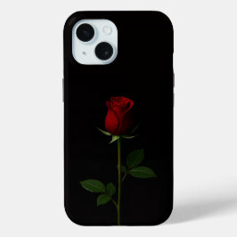 ブラック4ルクスiPhone 15ケース、ベルベットレッドローズ iPhone 15ケース