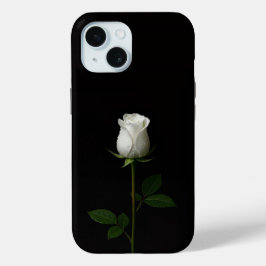 ブラック4ルクスiPhone 15ケース、純白のバラ iPhone 15ケース