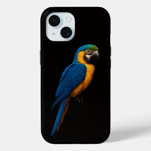 ブラック4ルクスiPhone 15 Mate、ルリコンゴウインコ Case-Mate iPhoneケース (裏面)