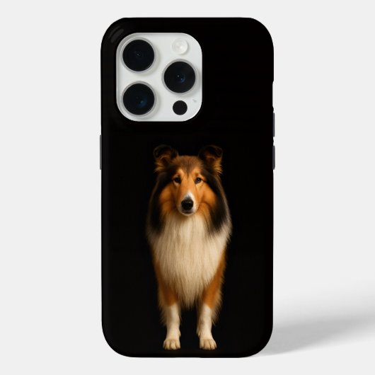 ブラック4ルクスiPhone 15 Proケースメイト、忠実なコリー犬 Case-Mate iPhoneケース (裏面)