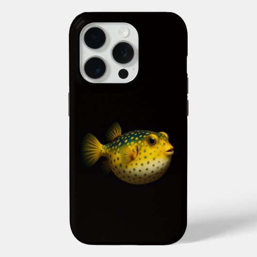 ブラック4ルクスiPhone 15 Pro マット、イエローパターンフィッシュ Case-Mate iPhoneケース (裏面)
